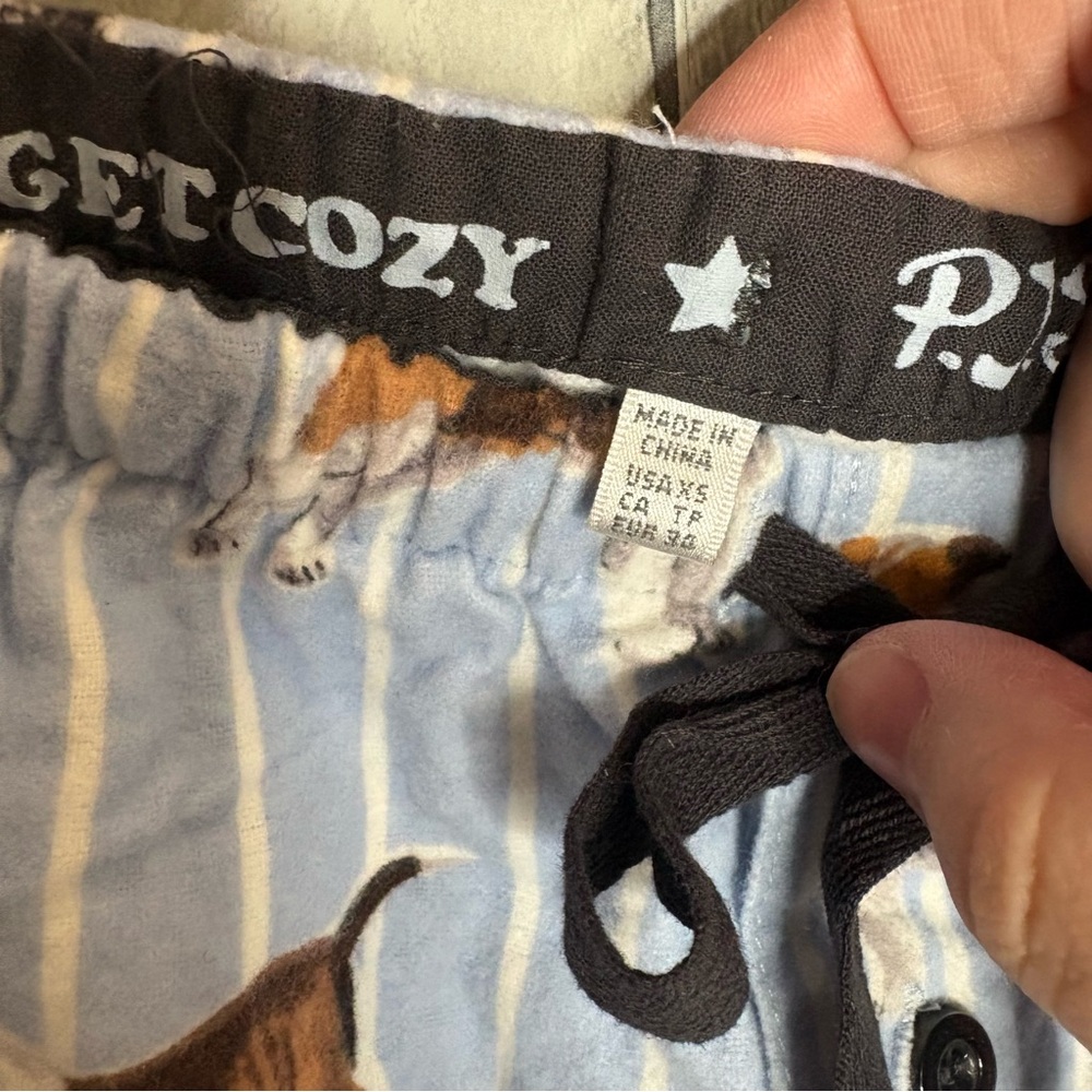 PJ Salvage Flannel Cotton Pajama Set Doggone Tired Dog Print NWT size xs blue - Picture 9 of 10